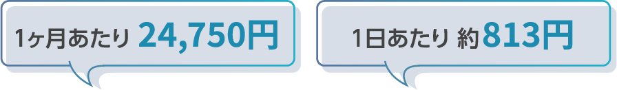 １ヶ月あたり 24,750円 １日あたり 約813円