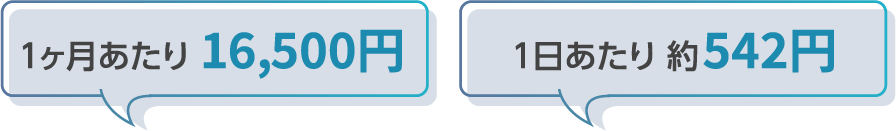１ヶ月あたり 16,500円 １日あたり 約542円