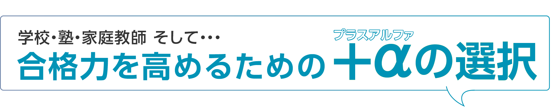 学校・塾・家庭教師 そして・・・合格力を高めるための+αの選択
