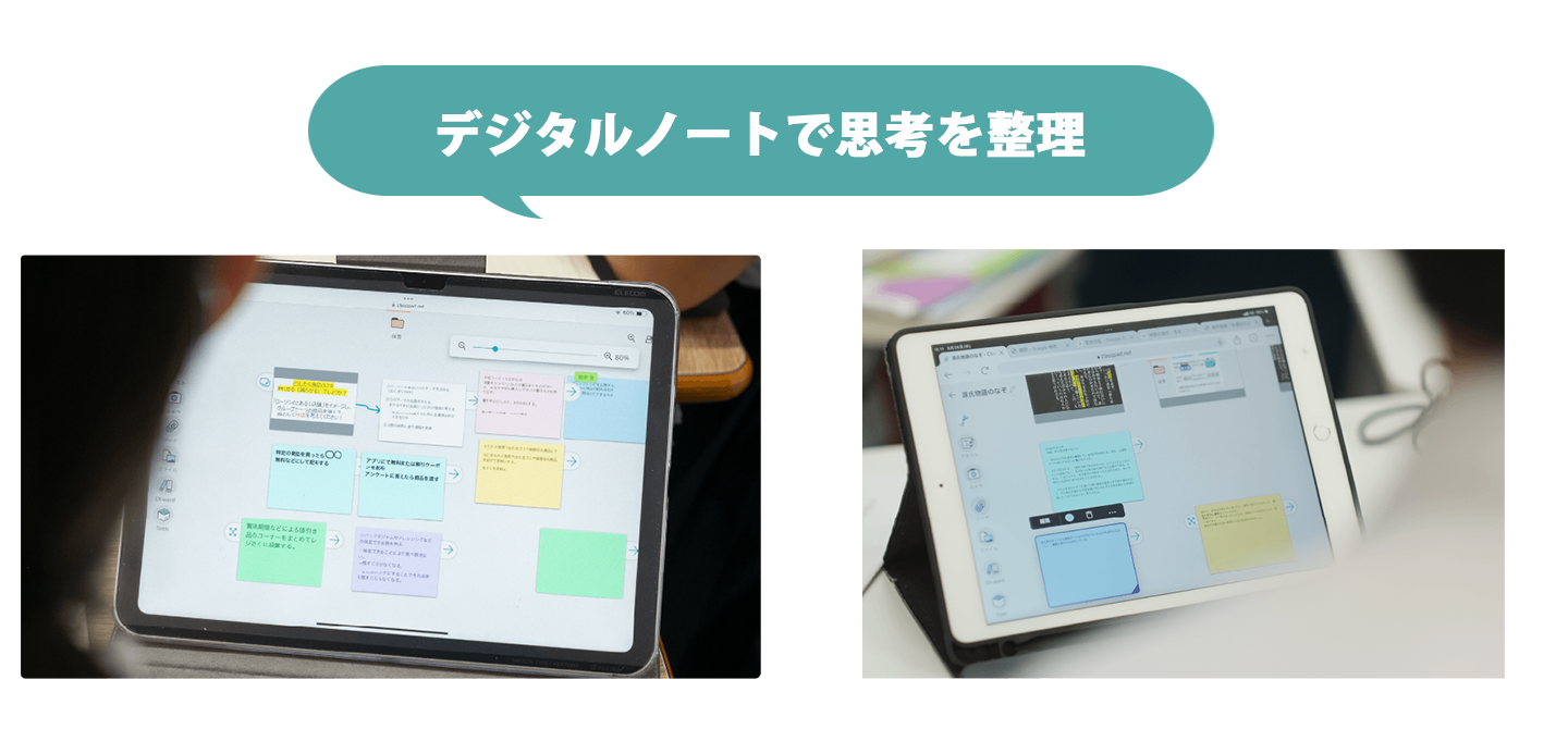 デジタルノートから辞書やふせんなど様々な機能にアクセスが可能