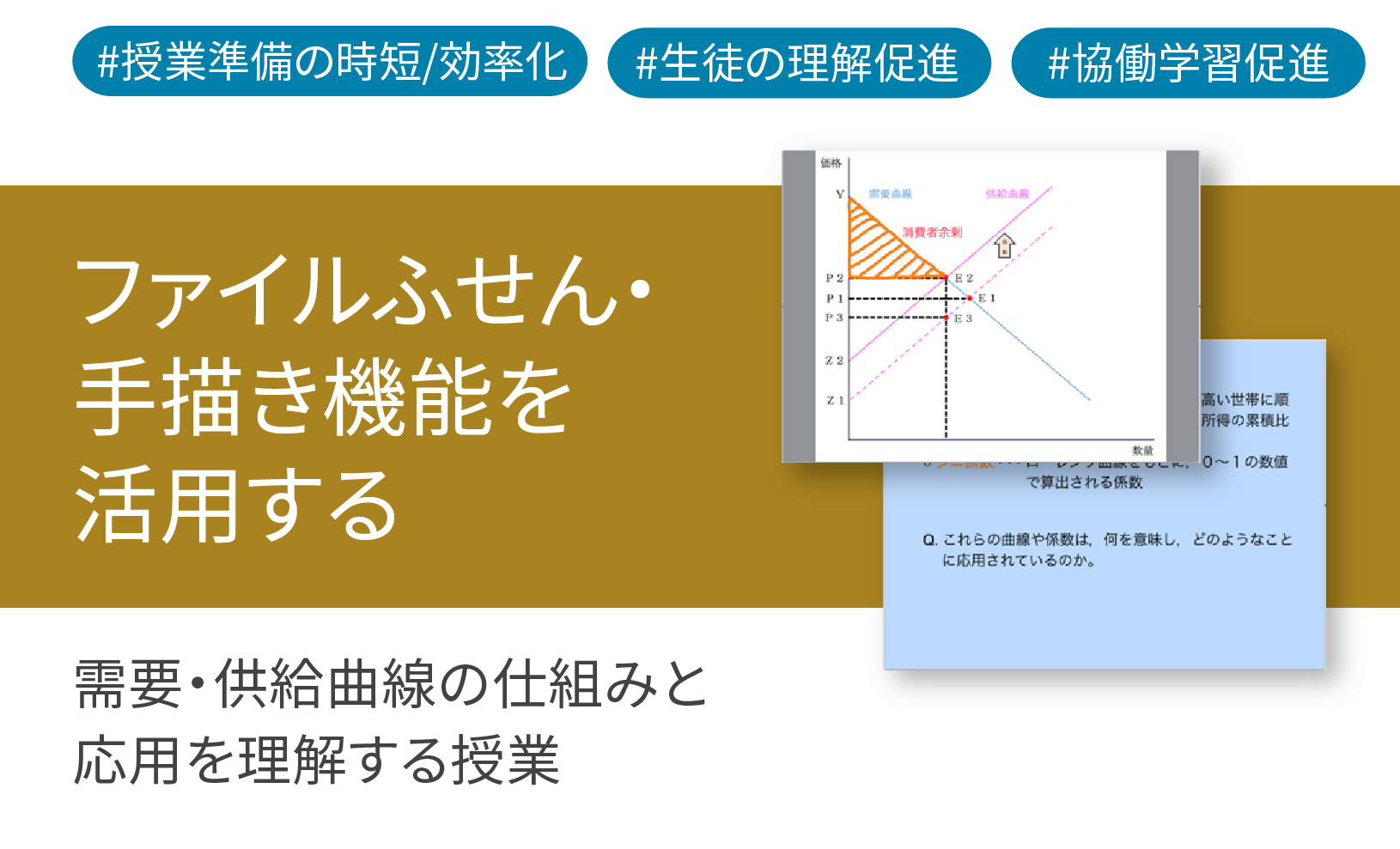 ICT学習アプリClassPad.netを使用して需要・供給曲線の仕組みと応用を理解する授業