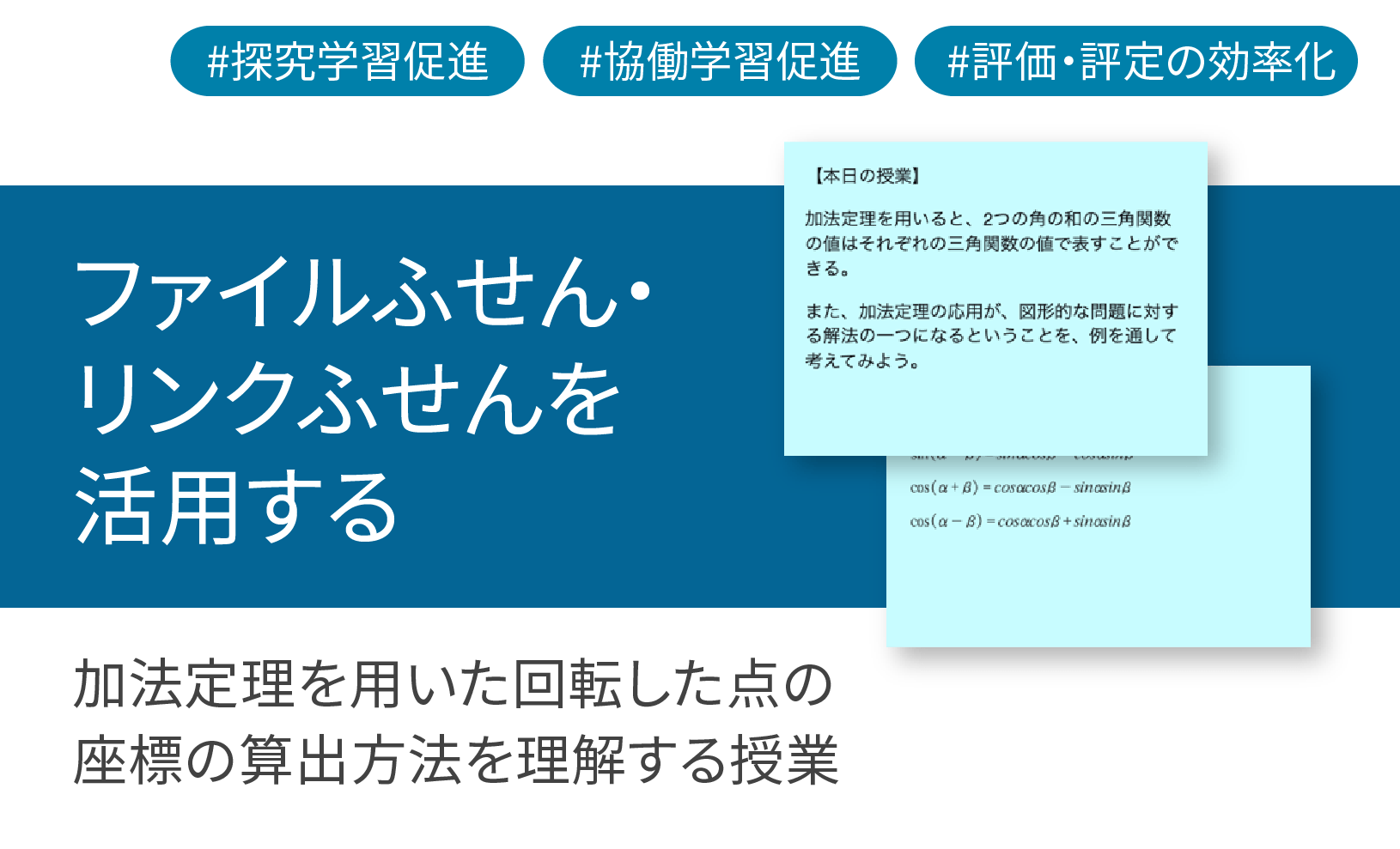 ICT学習アプリClassPad.netを使用して加法定理を⽤いた回転した点の座標の算出⽅法を理解する授業