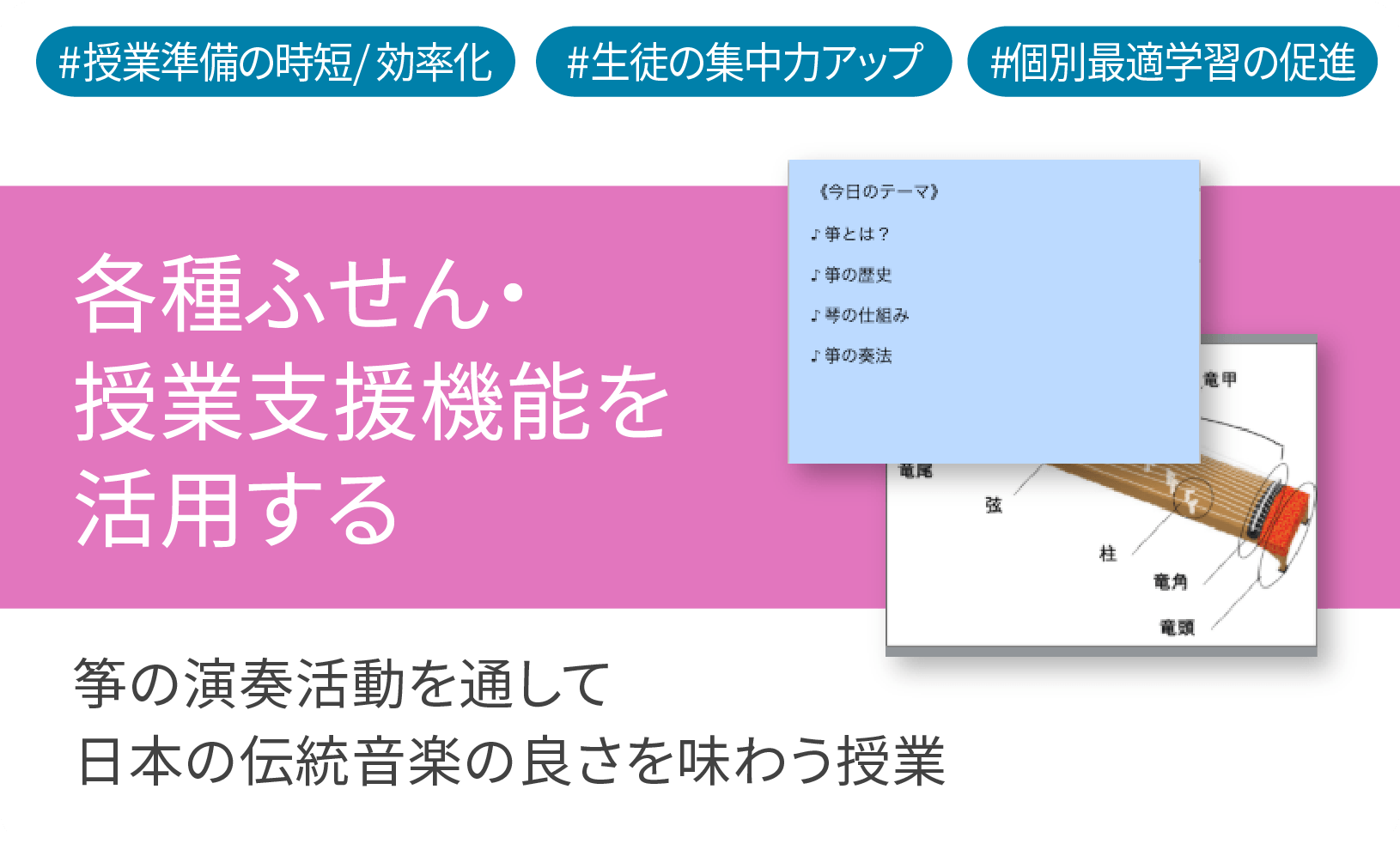ICT学習アプリClassPad.netを使用して筝の演奏活動を通して⽇本の伝統⾳楽の良さを味わう授業