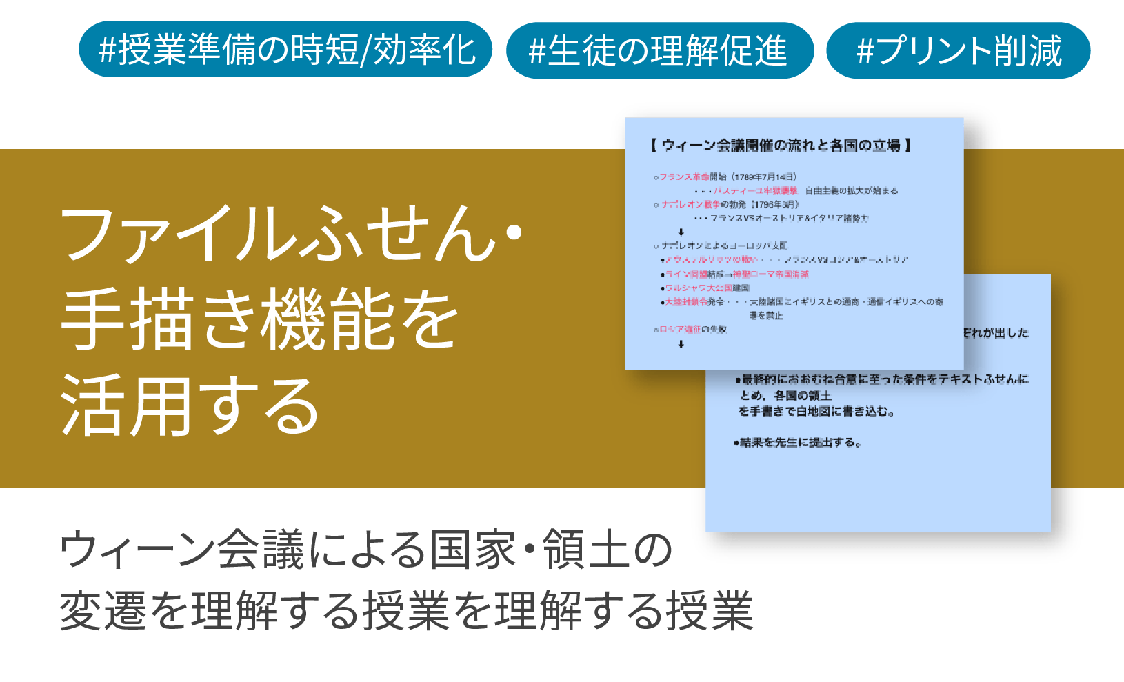 ICT学習アプリClassPad.netを使用してウィーン会議による国家・領⼟の変遷を理解する授業を理解する授業