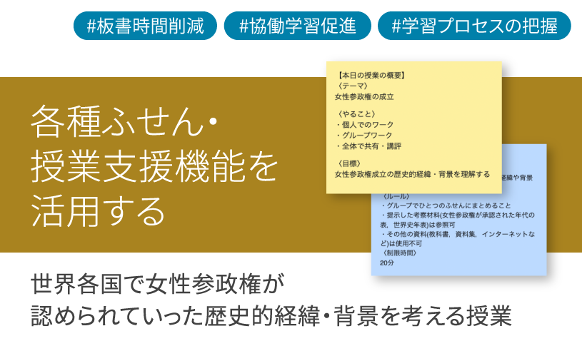 ICT学習アプリClassPad.netを使用して世界各国で⼥性参政権が認められていった歴史的経緯・背景を考える授業