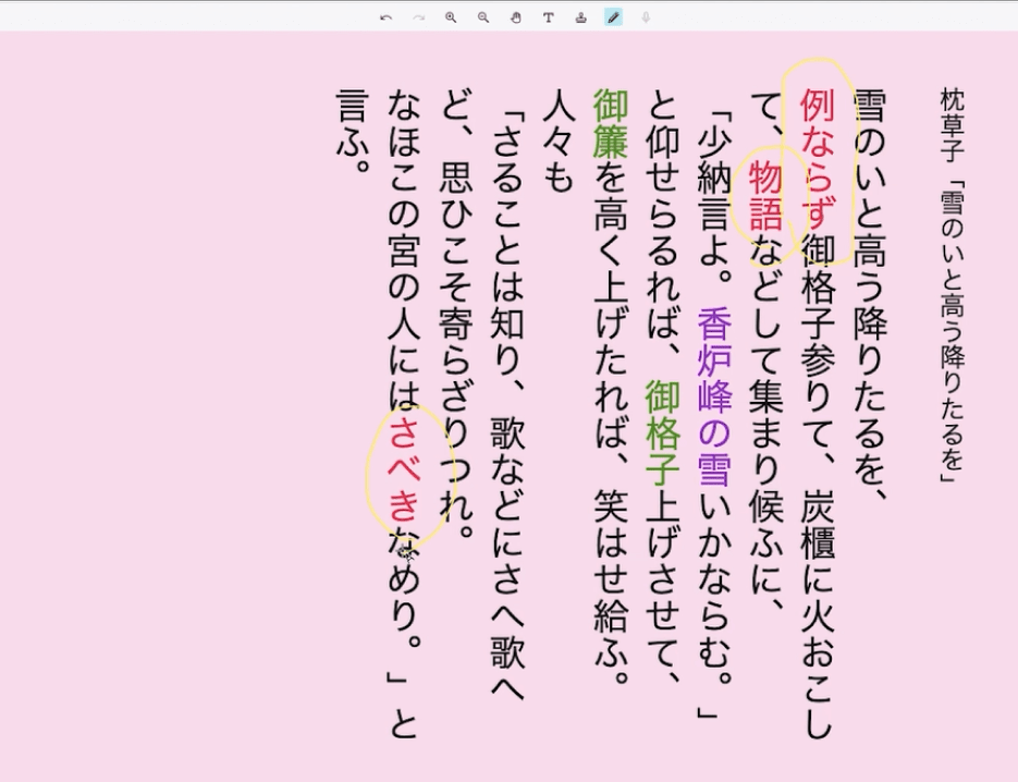【高校一年生　古文　枕草子】古語の意味理解と記憶定着にICTが大きく貢献