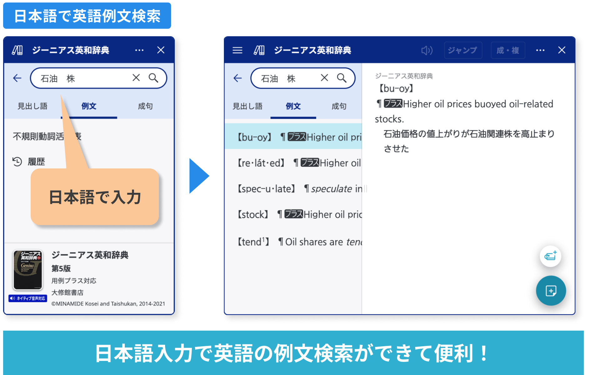 日本語で英語例文検索