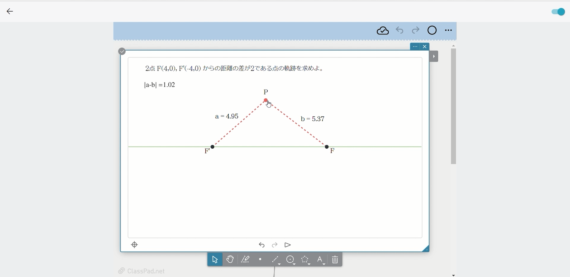 ClassPad.net 授業例 　数学ツール　2次曲線