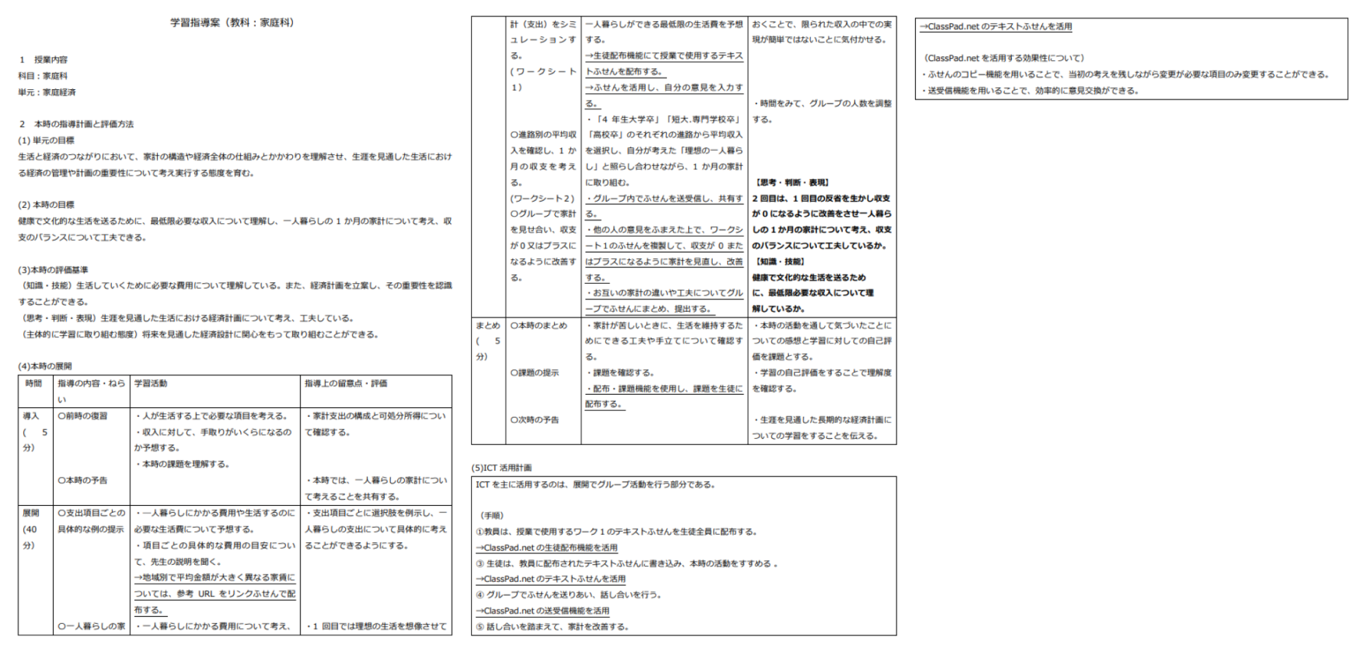 指導案（家庭経済）