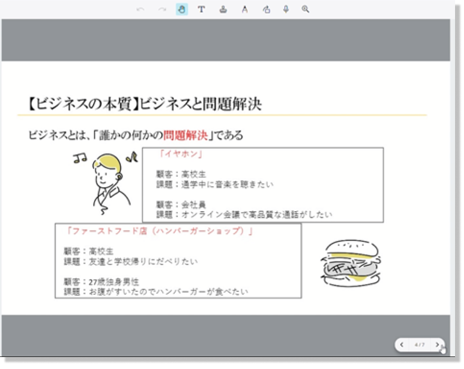 授業例　総合的な探究の時間　ClassPad.net　ビジネスの本質