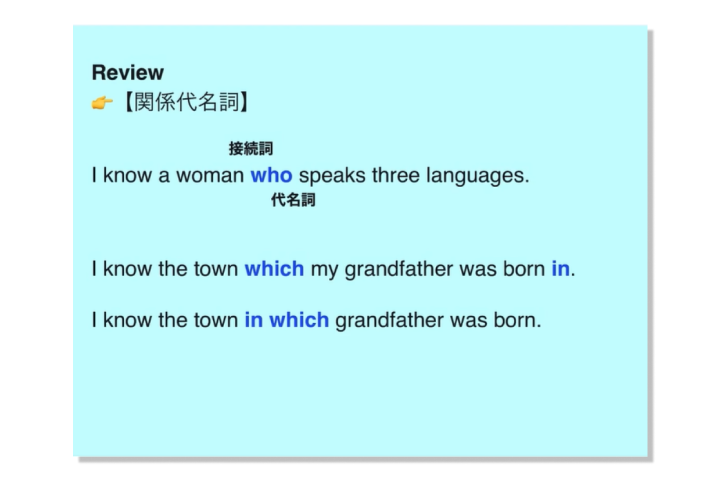 ClassPad.net授業例  関係詞（英語表現Ⅱ）
