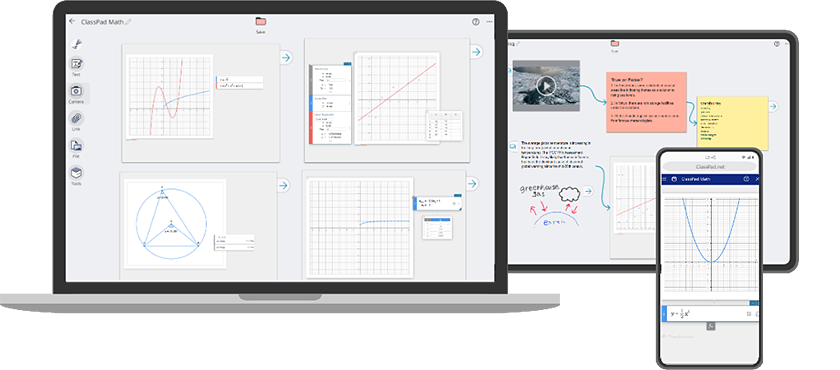 ClassPad featured on laptop, tablet, and mobile device