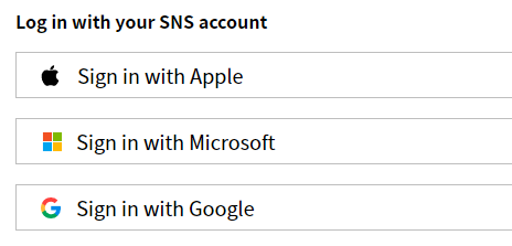 SNSアカウントでログイン