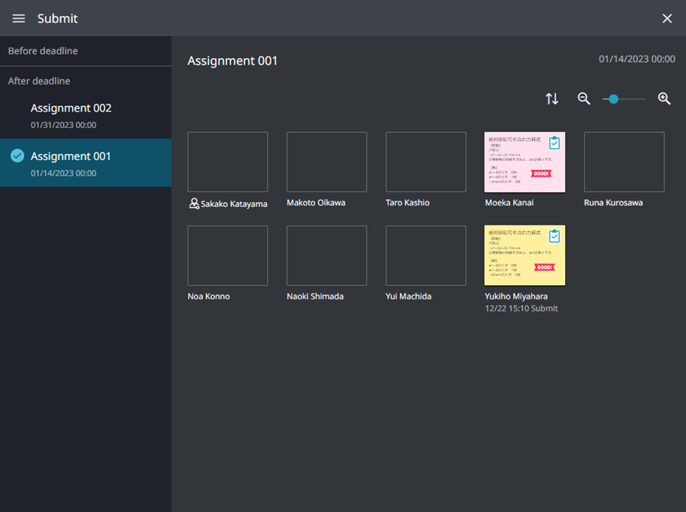 The assignment management screen