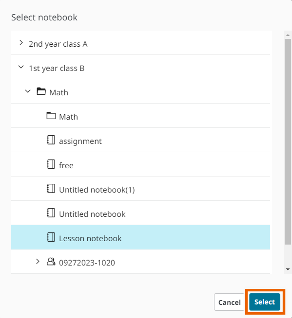 Select notebook