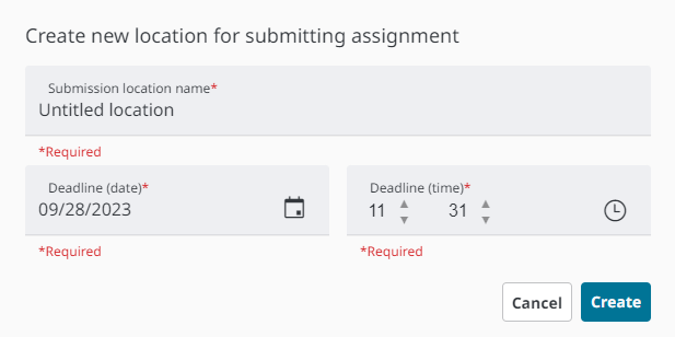 Create new location for submitting assignment