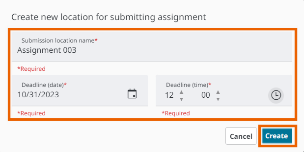 Create new location for submitting assignment