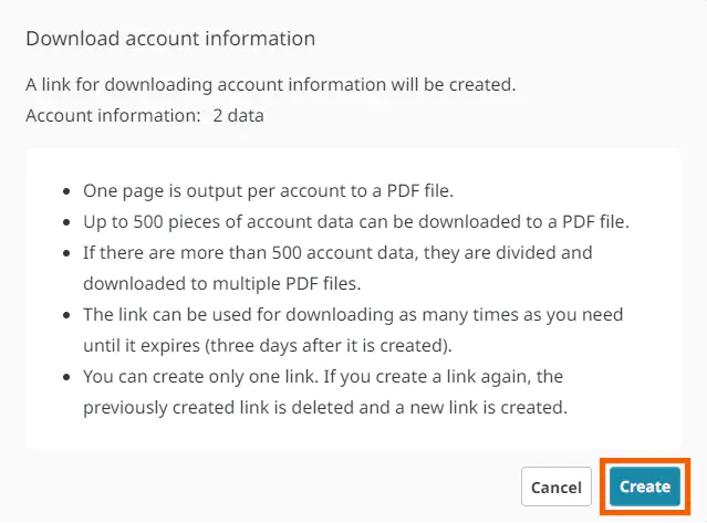 Download account information