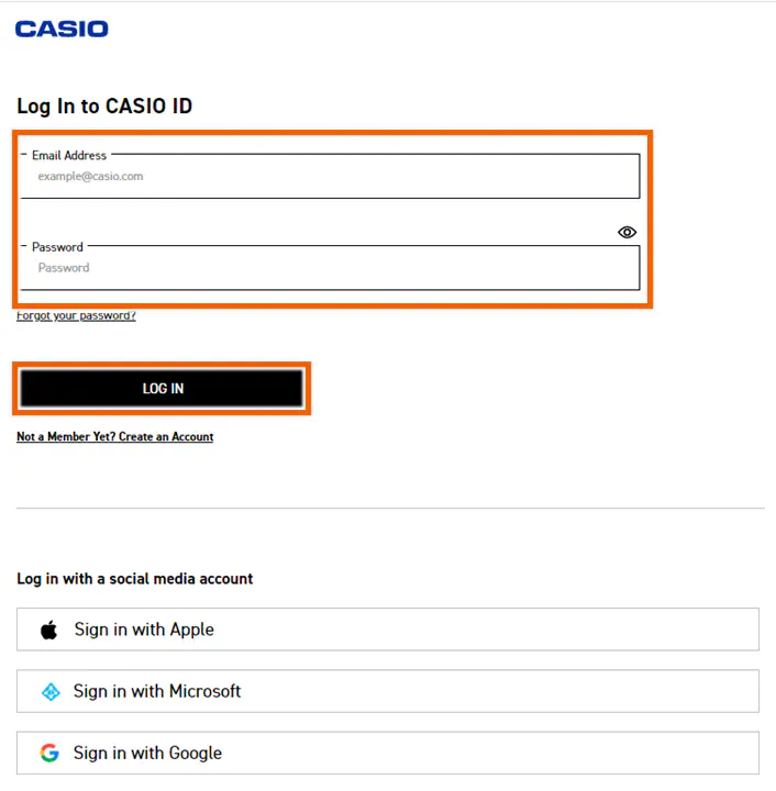 Log in to CASIO ID