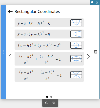 円錐曲線スティッキーから関数式を選択
