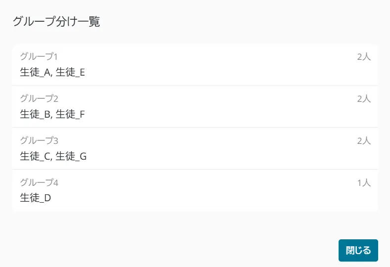 グループ分け一覧